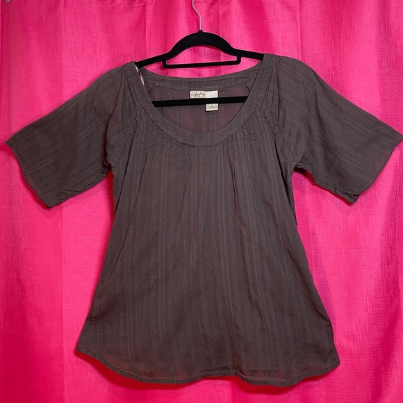 DAYTRIP BROWN BOHO SCOOP NECK BLOUSE SIZE M - Picture 2 of 13